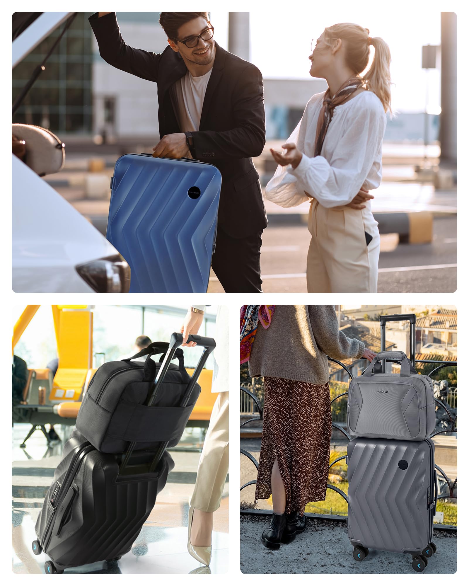 BAGSMART Carry On Luggage, 2 Piece Luggage Sets, PC Hardside Suitcase