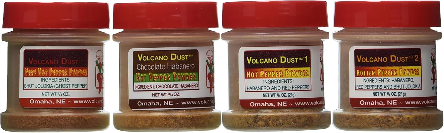 Volcano Dust - Combo Pack 4 - Bhut Jolokia, V. Dust 1, V. Dust 2 & Chocolate Habanero - 1 Each