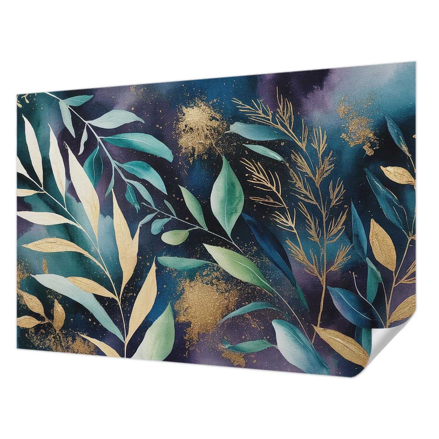 Papel pintado autocolante 152x104 cm con diseño de hojas botánicas para dormitorio