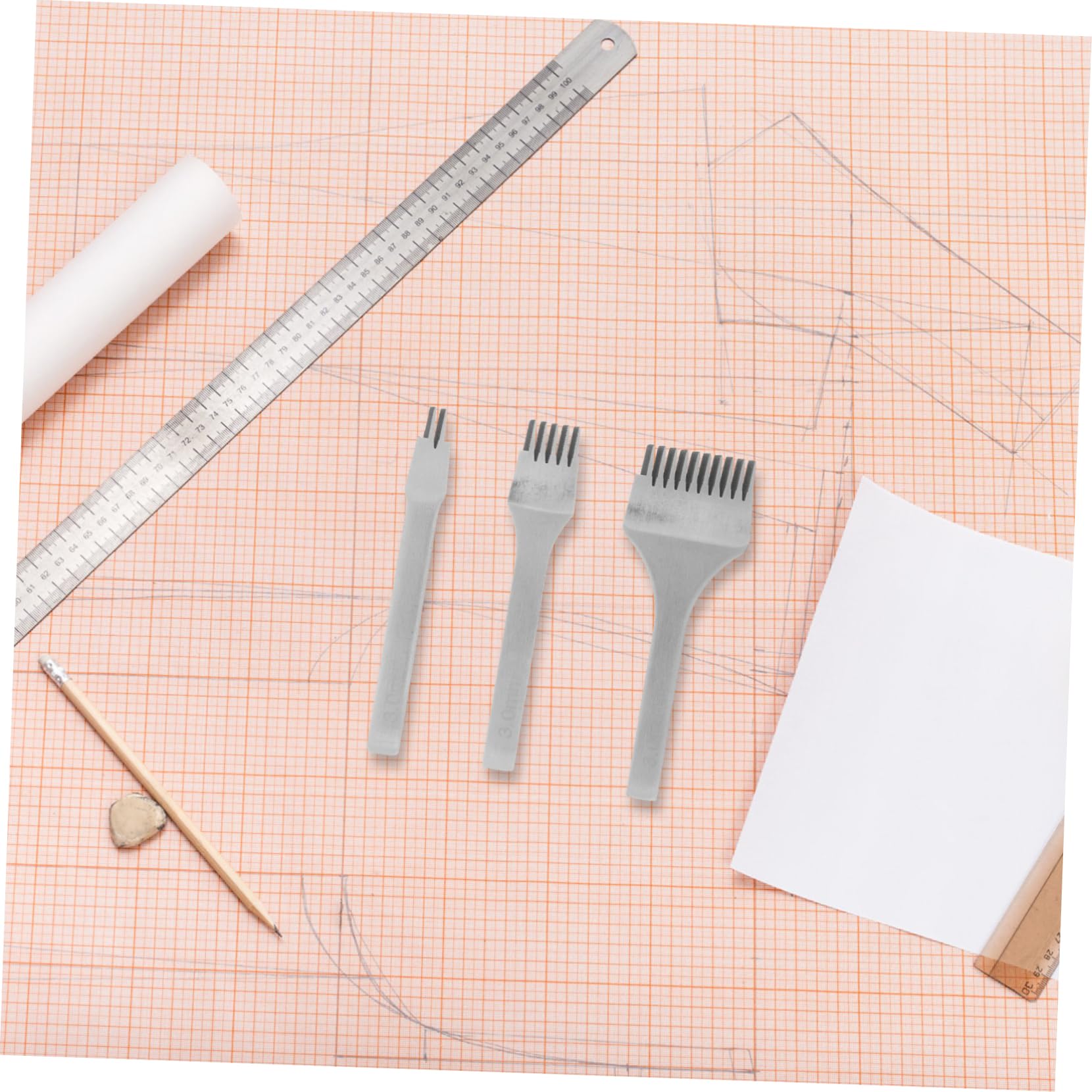 Uonlytech 3 Piezas Herramientas para Cuero Punzones para Coser Perforadora de Cuero para Manualidades Herramientas Multifunción para Perforar para DIY Proyectos