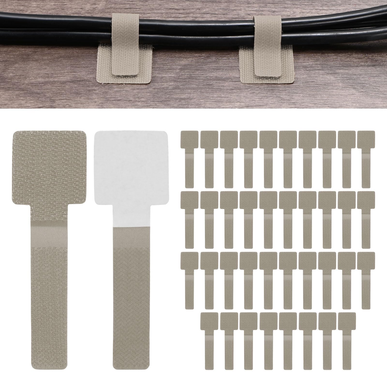 M METERXITY 40-Pack Hook and Loop Cable Ties 3.5 x 1.1 in, Beige