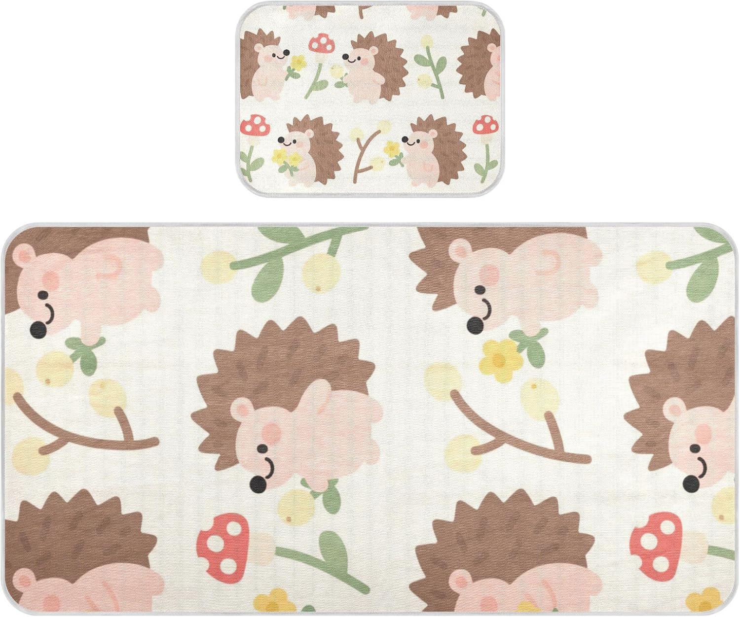 Cute Cartoon Brown Hedgehog Cooling Baby Crib Mattress 28" x 52" Absorbent Padded Crib for Baby&Toddler