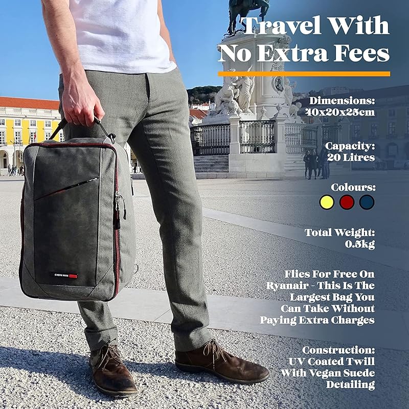Cabin Max Kézipoggyász Hátizsák 40x20x25 cm Ryanair Wizz Air EasyJet Utazási Táska Manhattan 20L Fekete