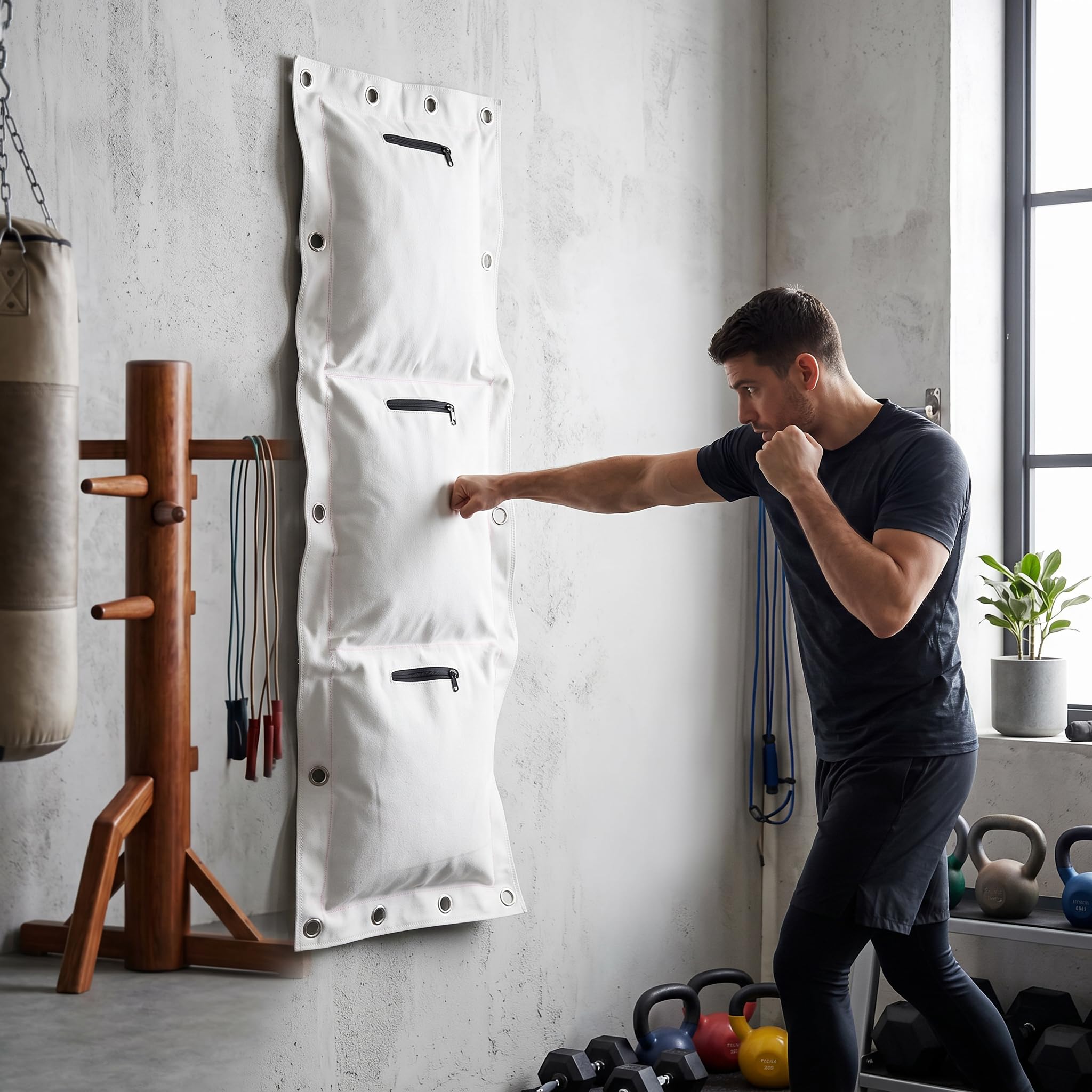 CHICIRIS Sacco di Sabbia Sacco di Sabbia Wing Chun Wall Target,Wing Chun Wall Canvas Punch Sacco di Sabbia Vuoto Target Sacco di Sabbia per Cerniera per Boxe Muay Thai Sanda Borse Pesanti
