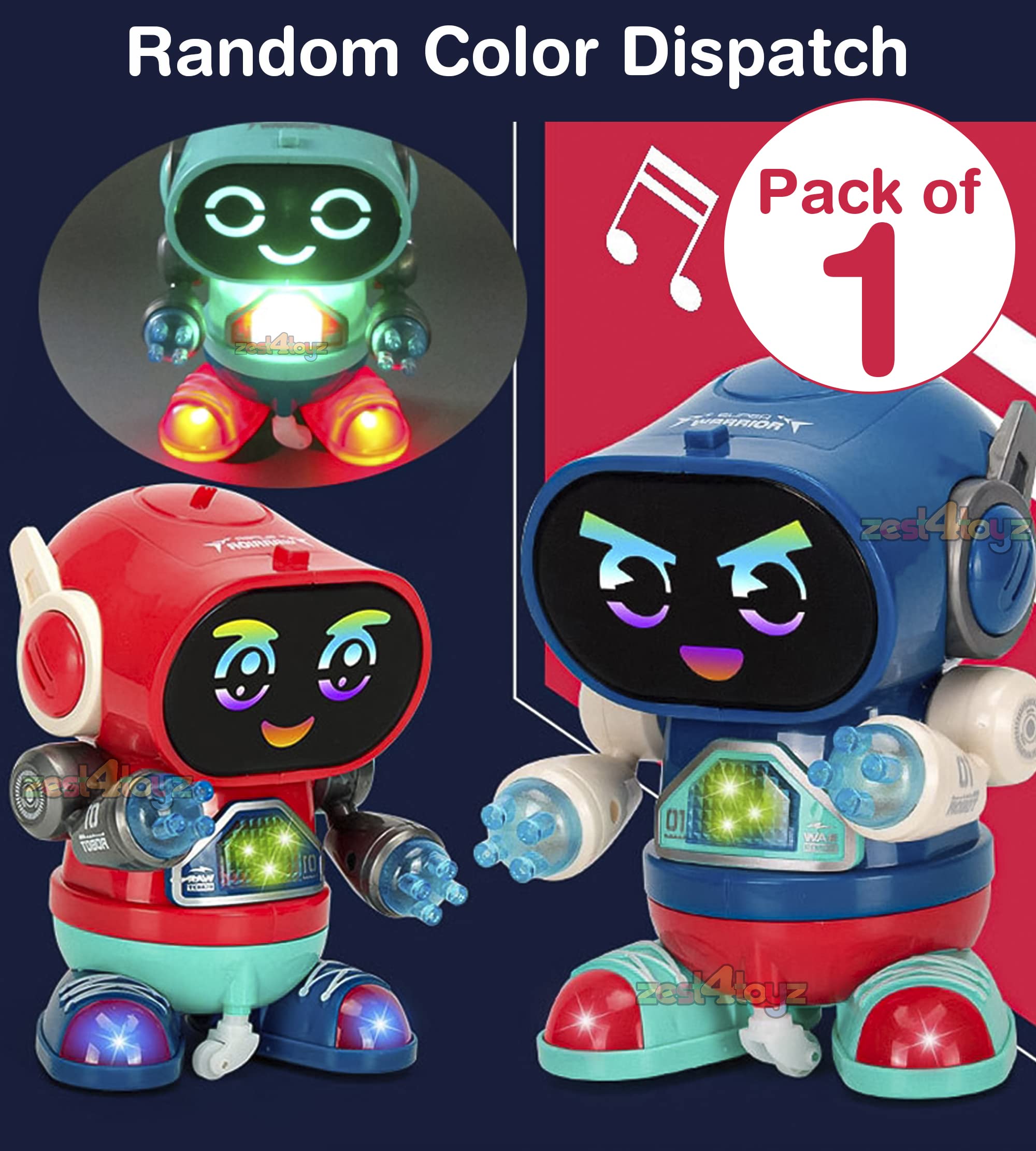Zest 4 Toyz Children Dancing Electric Rock Robot with Light and Music for Boys and Girls (Pack of 1) Random Color Dispatch 3