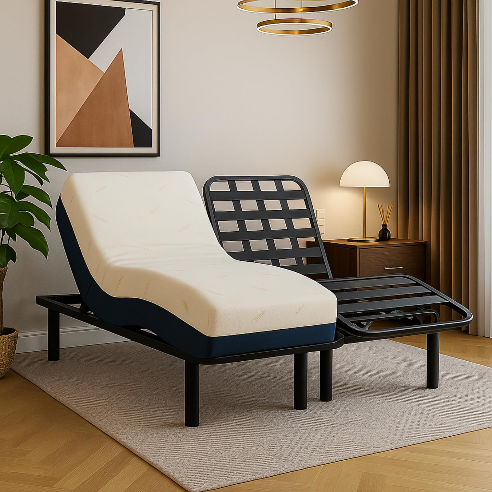 SAMPUR - Sommier électrique Relax | Double motorisation indépendant | Encastrable dans Un Cadre de lit | Multiples Positions de Couchage (140x200 cm (2x70x200 cm))