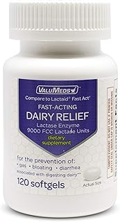 Sponsored Ad - ValuMeds Fast Acting Dairy Relief Lactose Enzymes, 120 Softgels, Help Prevent Gas, Bloating, Diarrhea, Into...