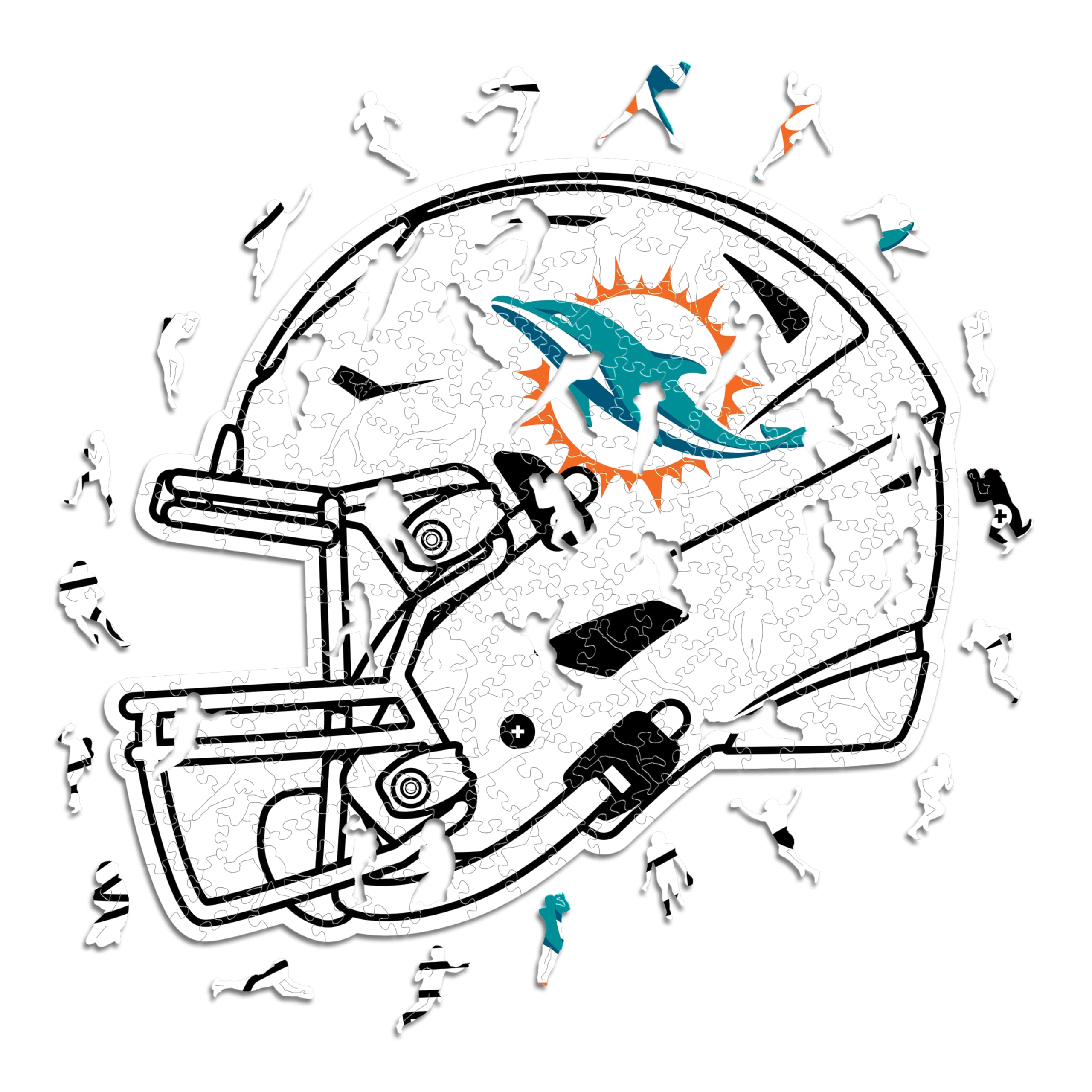 Iconic Puzzles - Miami Dolphins Helmet, Wooden Puzzle officially licensed NFL, 100% sustainable, Gift for Adults and Children, size L, 500 Pcs โ image 1