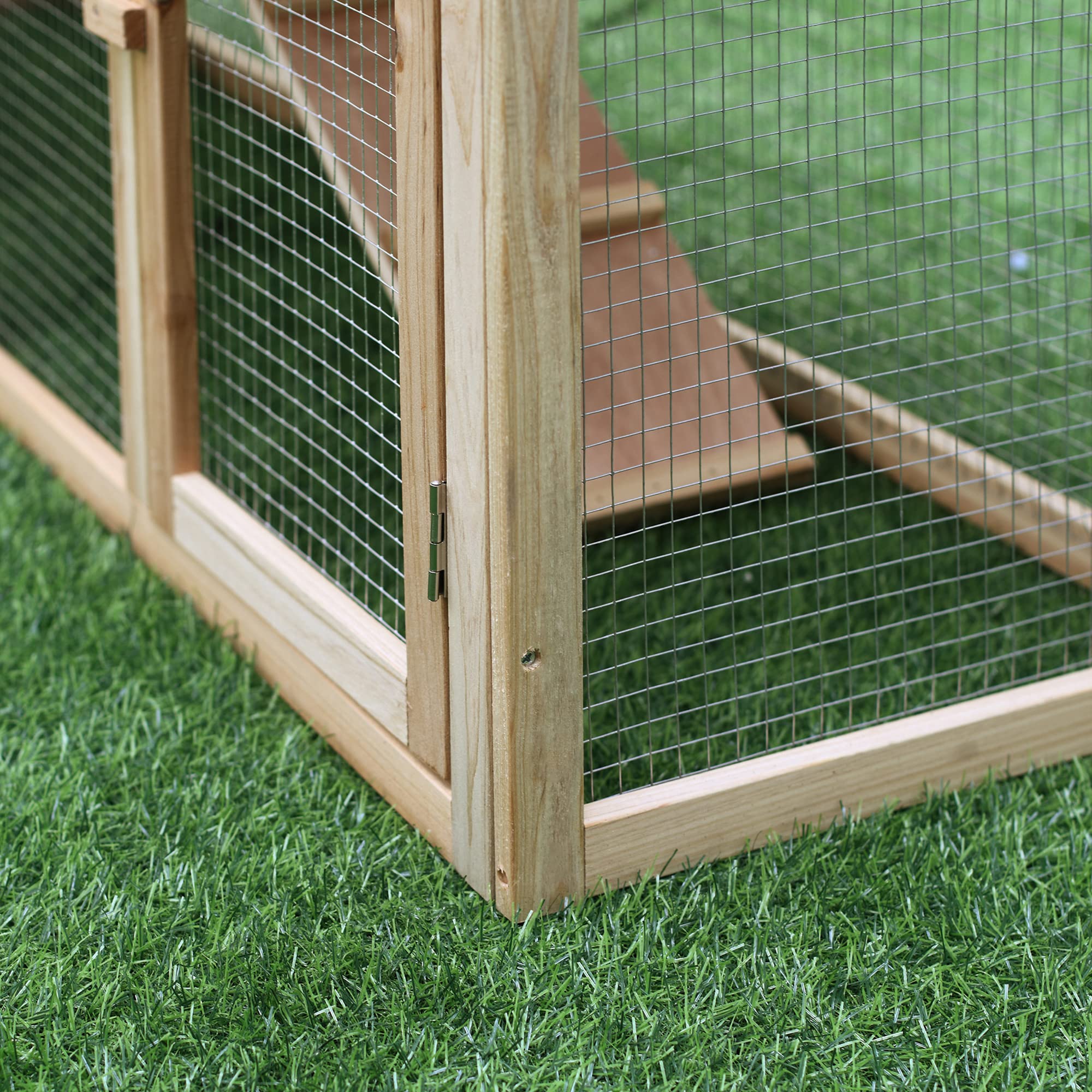 PawHut Clapier Cage à Lapins rongeurs XXL clapier Nain 2 étages Toit bitumé intégral tiroir déjection 210L x 45,5l x 84,5H cm Bois Massif pin pré-huilé