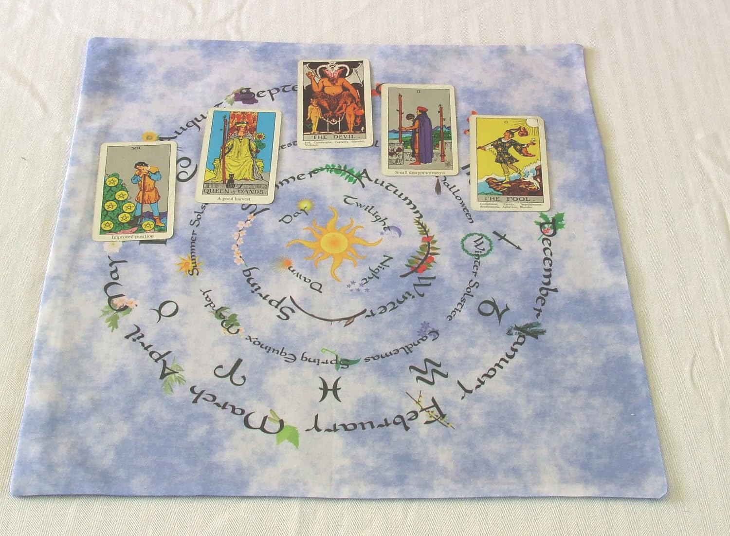 Altar Cloth or Tarot Mat - Walking the Wheel - Solar edition