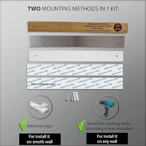 Miniatura 10 de Portacuchillos magnético de alta calidad para pared, sin perforaciones, soporte magnético de acero inoxidable de 16 pulgadas para cuchillos