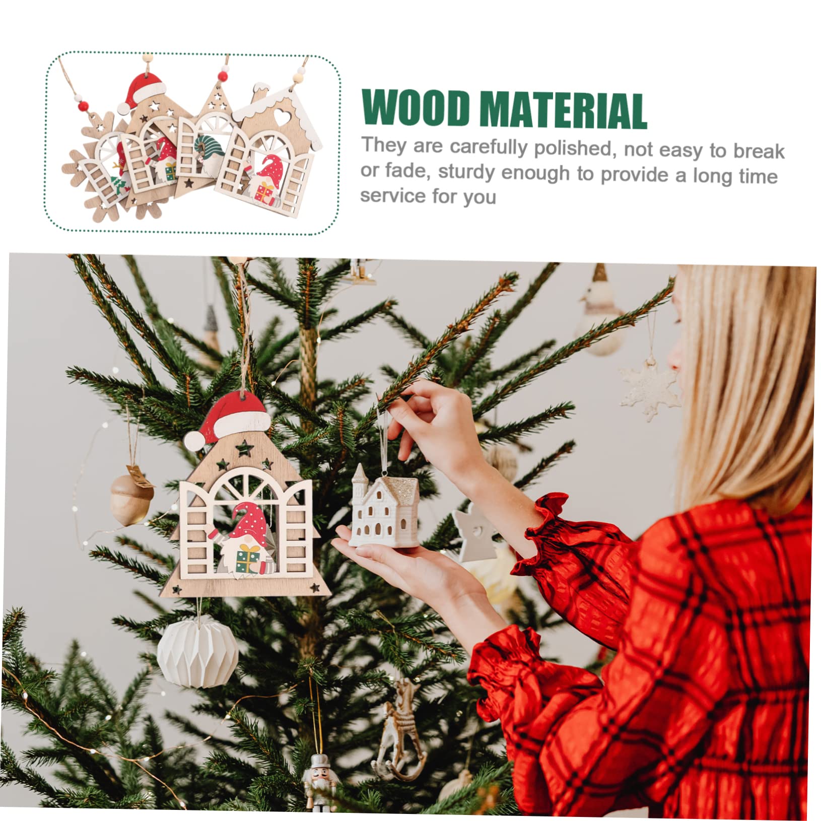 Ciieeo 16 STK Weihnachtsschmuck Christbaumschmuck Zum Aufhängen Weihnachtsbauernhaus Rustikale Verzierungen Hängende Dekoration Für Weihnachten Hängende Weihnachtsverzierung Hölzern