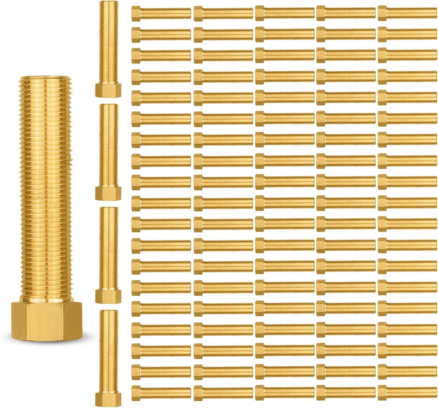 2-PACK GUOFIS Brass Pipe Fittings Female Adapter,1/2"Female Pipe(NPSF) x1/2" Male Pipe (NPSM) Extension Nipple Adapter,70MM