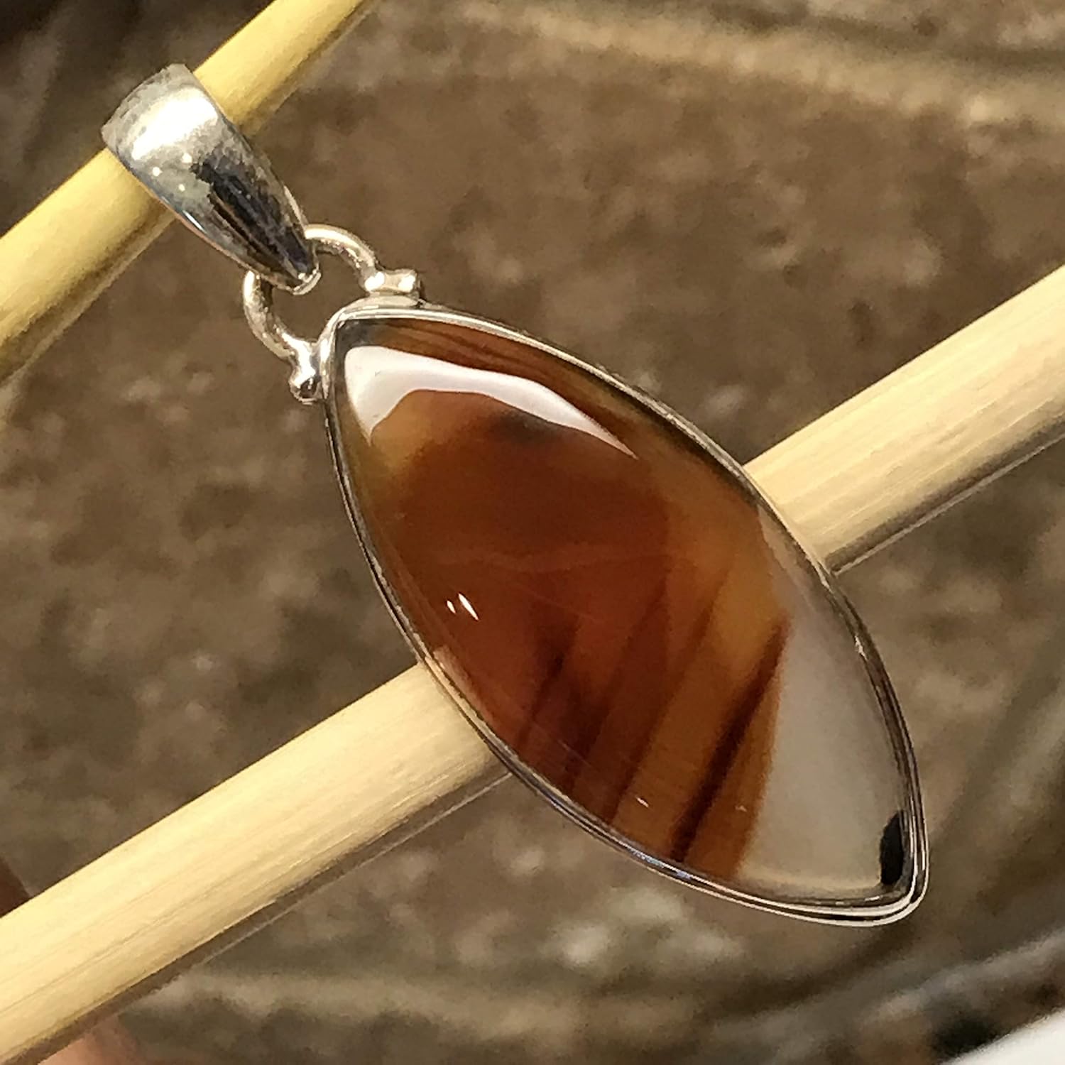 Natural Montana Moss Agate 925 Sterling Silver Pendant 45mm - Image 5