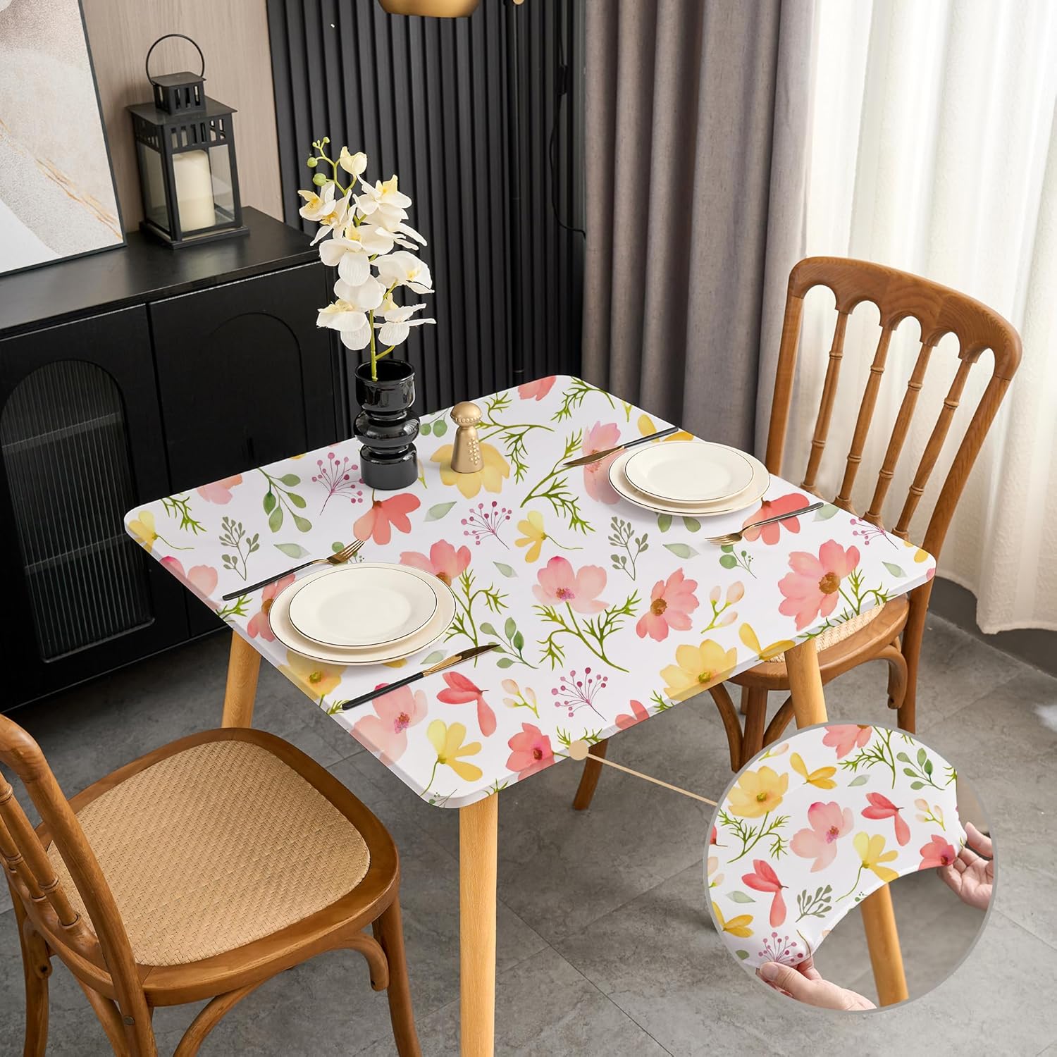 Amazon.com: Sofits Spring Small Elegant Floral Square Coffee Table ...