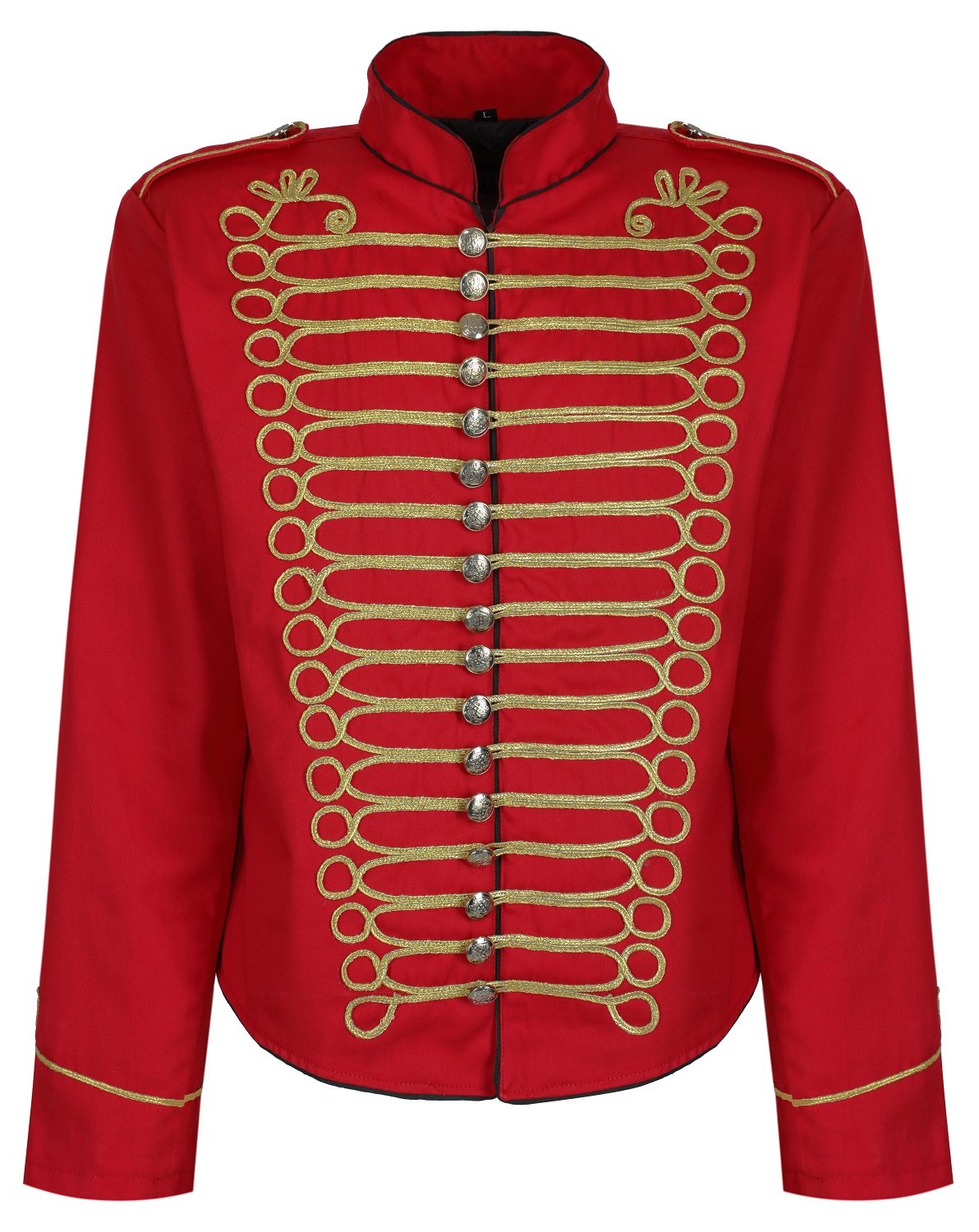 Pamposh Steampunk Huzaar Napoleon Militair Drummer Parade Jas, Zwart & Goud, XL Pamposh Steampunk Huzaar Napoleon Militair Drummer Parade Jas, Zwart & Goud, XL