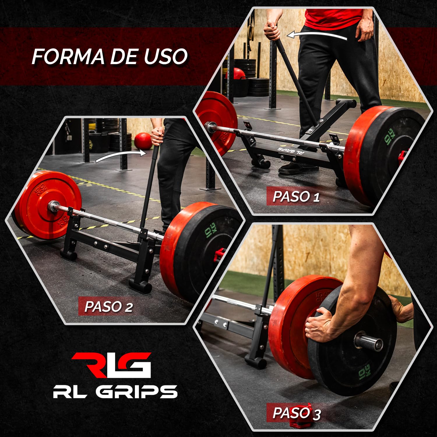RL Grips - Deadlift Bar Jack - Elevador de Barra para Peso Muerto de Acero Resistente - Gato de Carga para Powerlifting, Halterofilia, CrossFit y Gimnasio Profesional