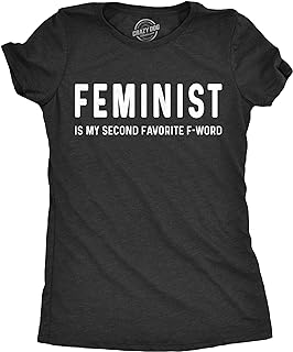 Crazy Dog T-shirts Womens Feminist is My Second Favorite F-Word T Shirt Funny Protest Tee for Ladies