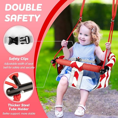 Miniatura 3 de Columpio para niños pequeños  Cómodo columpio para bebé, interior y exterior, asiento de columpio para niños, arnés de seguridad, sistema de bloqueo