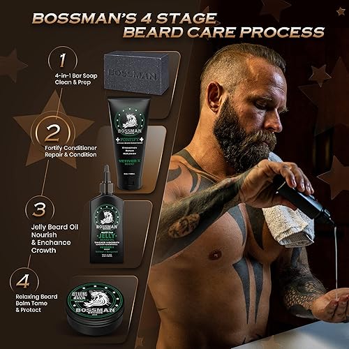 Miniatura 3 de Bossman Bálsamo relajante para barba - Crema domadora, espesante, relajante y suavizante y producto para el cuidado de la barba, fabricado en