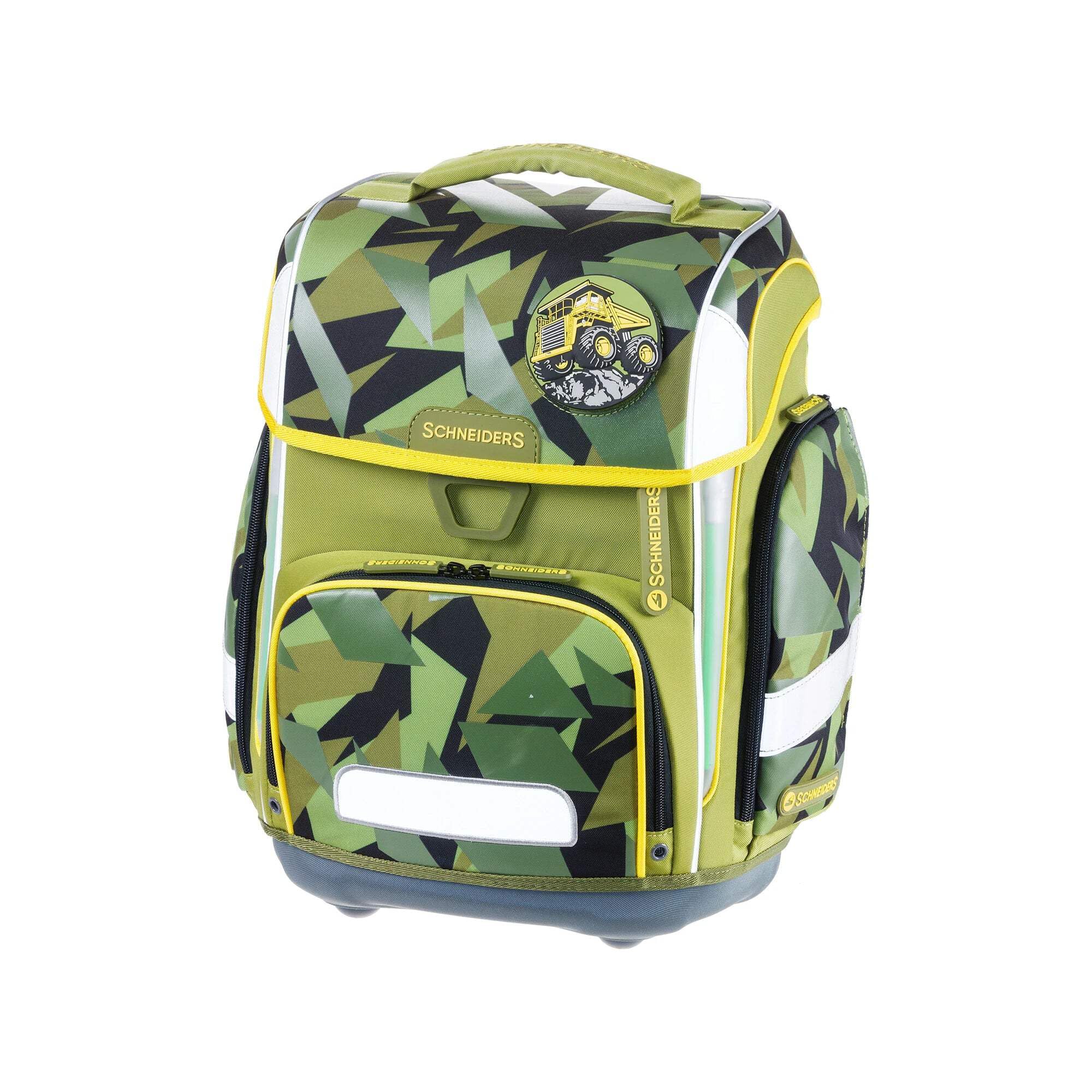 Schneiders 78367-065 - Zaino Ergolite Construction, set da 9 pezzi con cartella, astuccio, borsa porta penne, borsa sportiva, 3 motivi in patch e 2 bastoncini luminosi