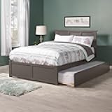 AFI Madison Queen Size Platform Bed with Footboard & Twin XL Trundle in Grey