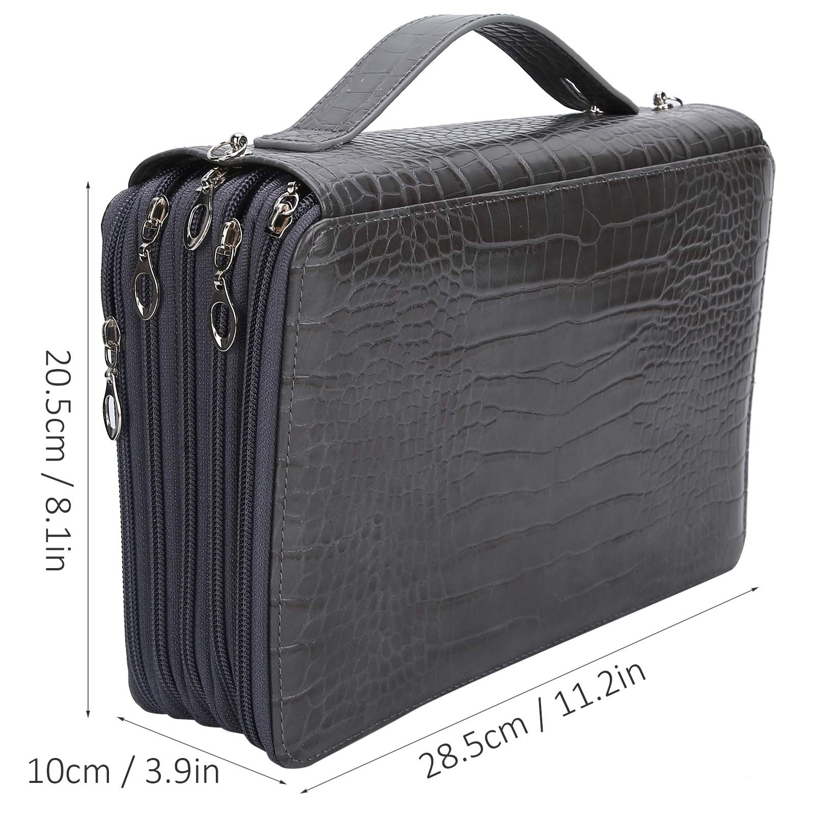 trousse à crayons colorée, 252 trous, grande capacité, stylo de peinture artistique, sac de rangement Portable en PU (Gray)
