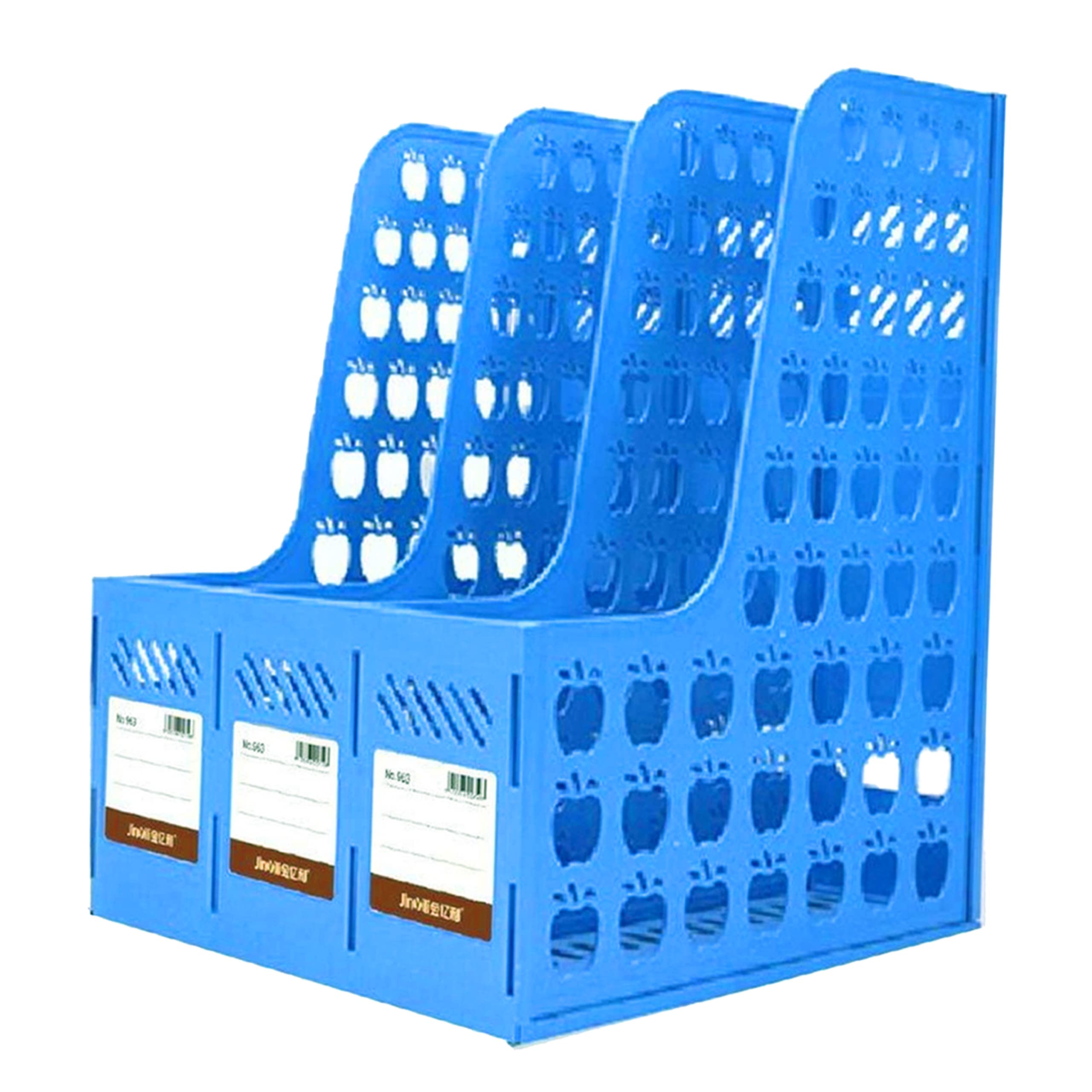 Novelty Store NS Magazine File Holder, Desk Organizer for Office Organization Storage with 3 Vertical Compartments -Blue