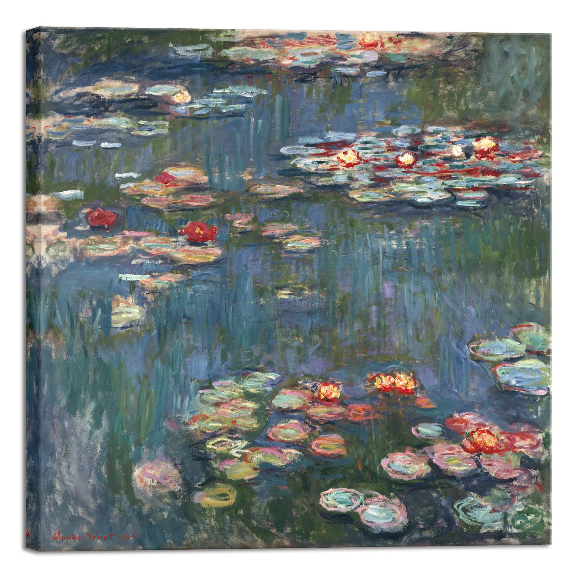 Wieco Art Gallery Wrapped Canvas Print Water Lilies 1916 by Claude Monet Famous Oil Paintings Reproduction Picture Artwork on Canvas Wall Art for living room Home Kitchen Decorations