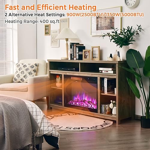 Miniatura 3 de Tangkula Chimenea eléctrica empotrada de 28 pulgadas, calentador de chimenea de 9001350 W con temperatura ajustable, función de temporizador, 3