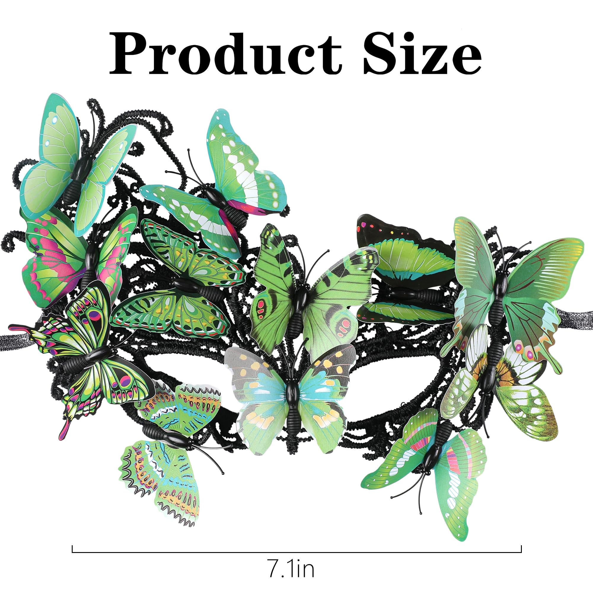 ETOFETE Green Butterfly Masquerade Mask for Renaissance Women Cosplay Venetian Party Lace Mask for Halloween Mardi Gras Accessories - Image 4