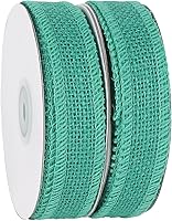 Vista 5 de HUIHUANG Cinta de arpillera turquesa de 1 pulgada x 20 yardas, cinta de arpillera de yute natural para envolver regalos, cintas de arpillera gruesas