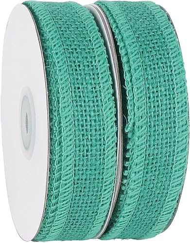 Miniatura 5 de HUIHUANG Cinta de arpillera turquesa de 1 pulgada x 20 yardas, cinta de arpillera de yute natural para envolver regalos, cintas de arpillera gruesas