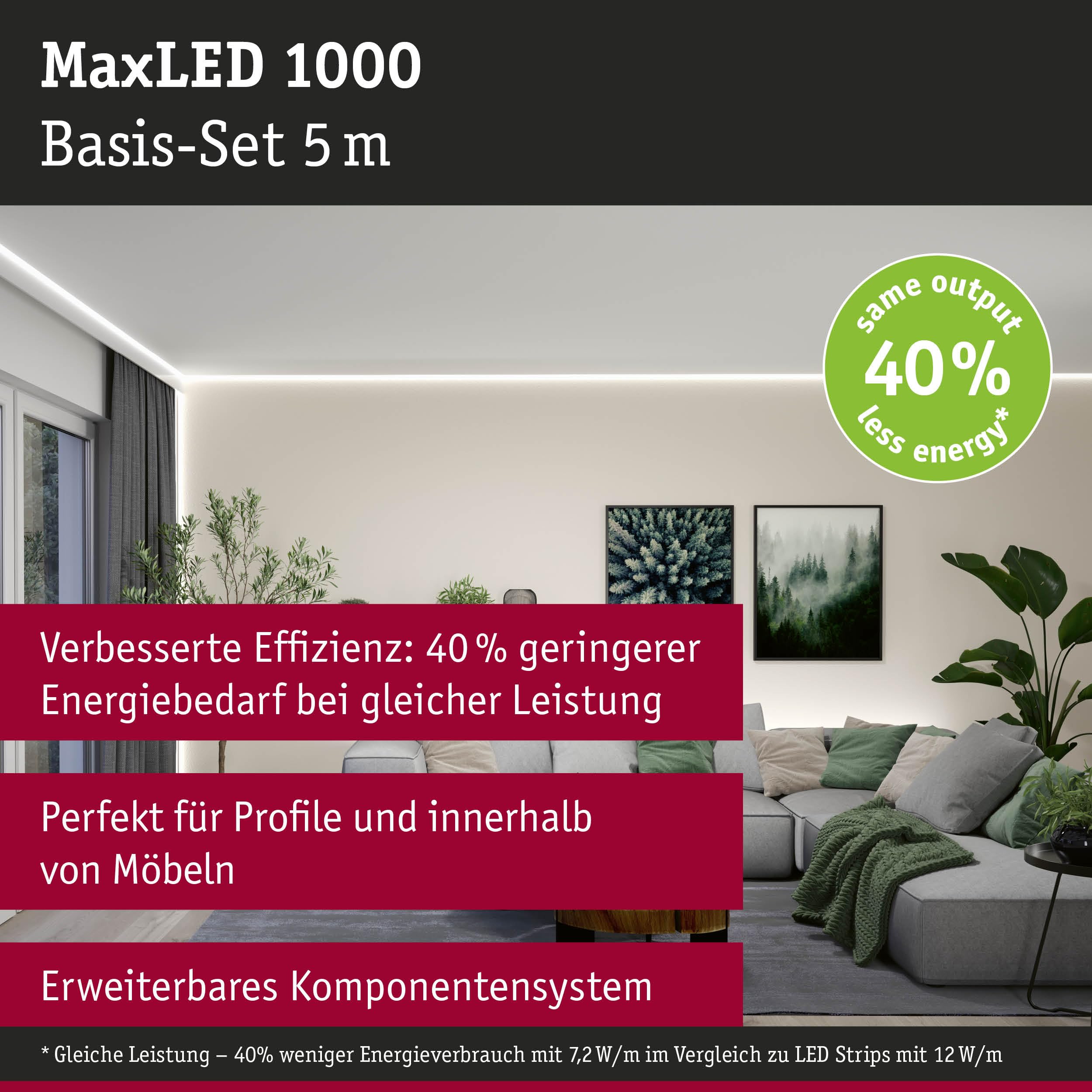 Paulmann MaxLED 1000 LED Strip Basisset 5m Neutralweiß 30W 1100lm/m 4000K 60VA 71246