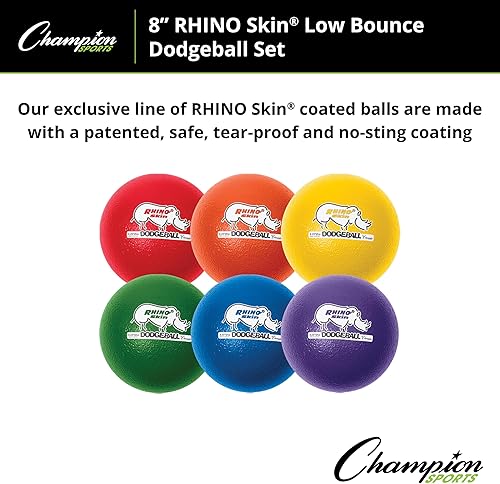 Miniatura 99 de Champion Sports Rhino Skin - Juegos de bolas de dodgeball de rebote bajo y individuales para juegos de juegos infantiles, PE, patio trasero y liga