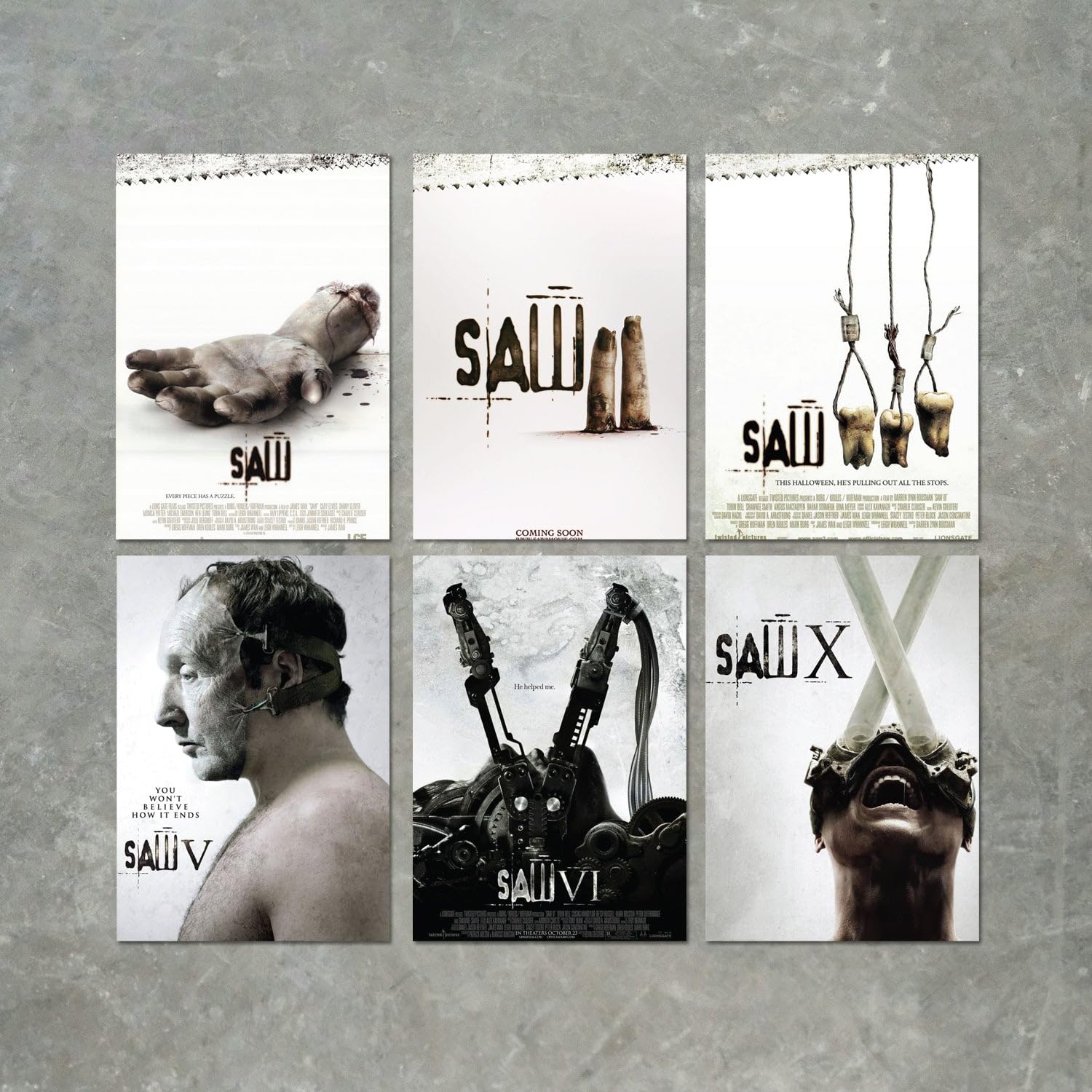 Saw Franchise Movies and Film Poster Print Packs - 6 POSTERS, Size A6