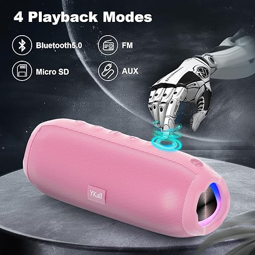 Miniatura 7 de Ykall Altavoces Bluetooth, altavoz Bluetooth portátil inalámbrico con sonido estéreo fuerte de 20 W, emparejamiento TWS, altavoces de ducha