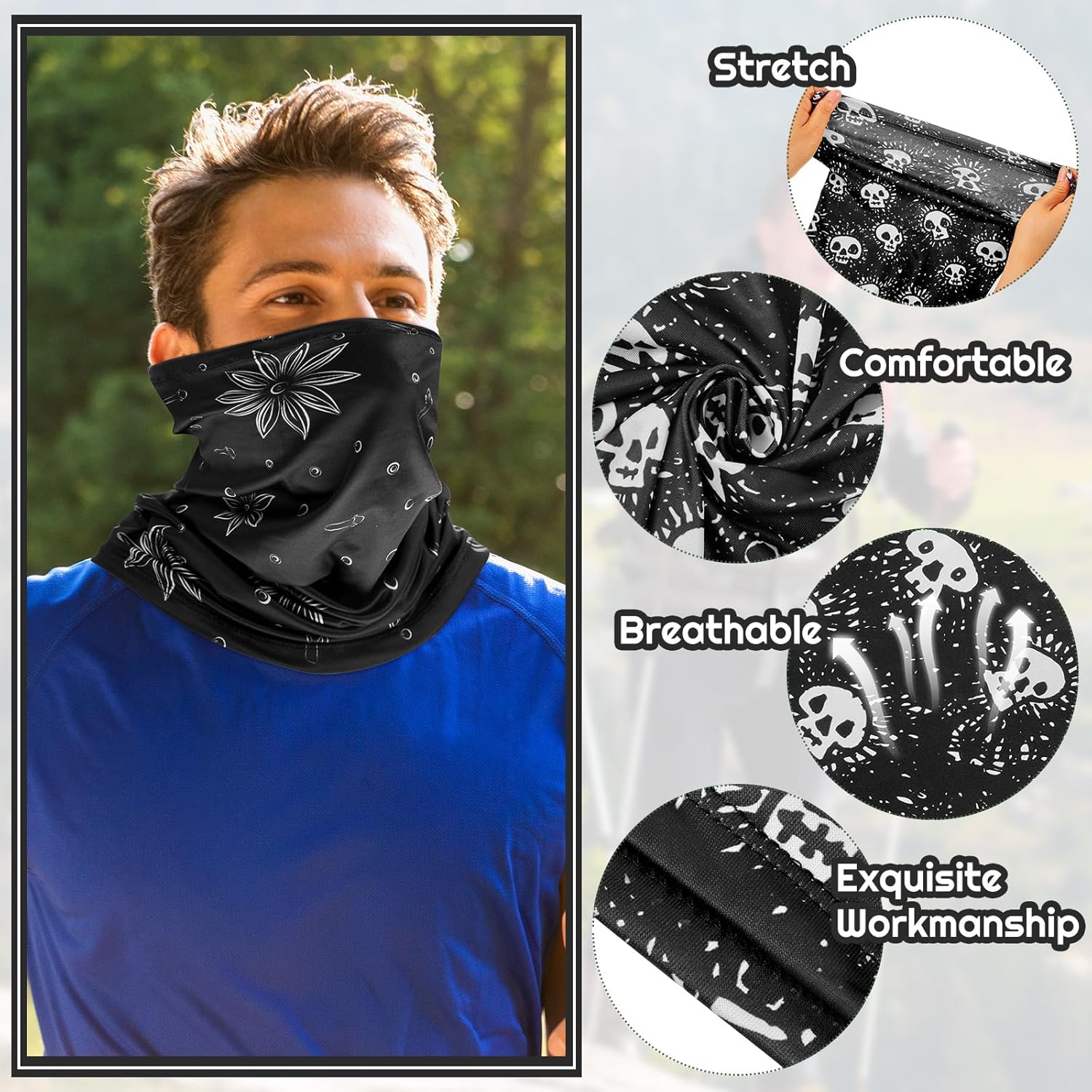 Tarpop 20 Pcs Headwear Seamless Bandana Face Masks, Head Wrap Neck Bandana, Breathable Face Cover Scarf Mask thumbnail