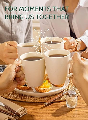 Vista 26 de Sweese. Conjunto de 6 tazas de café de porcelana, 16 onzas, Blanco