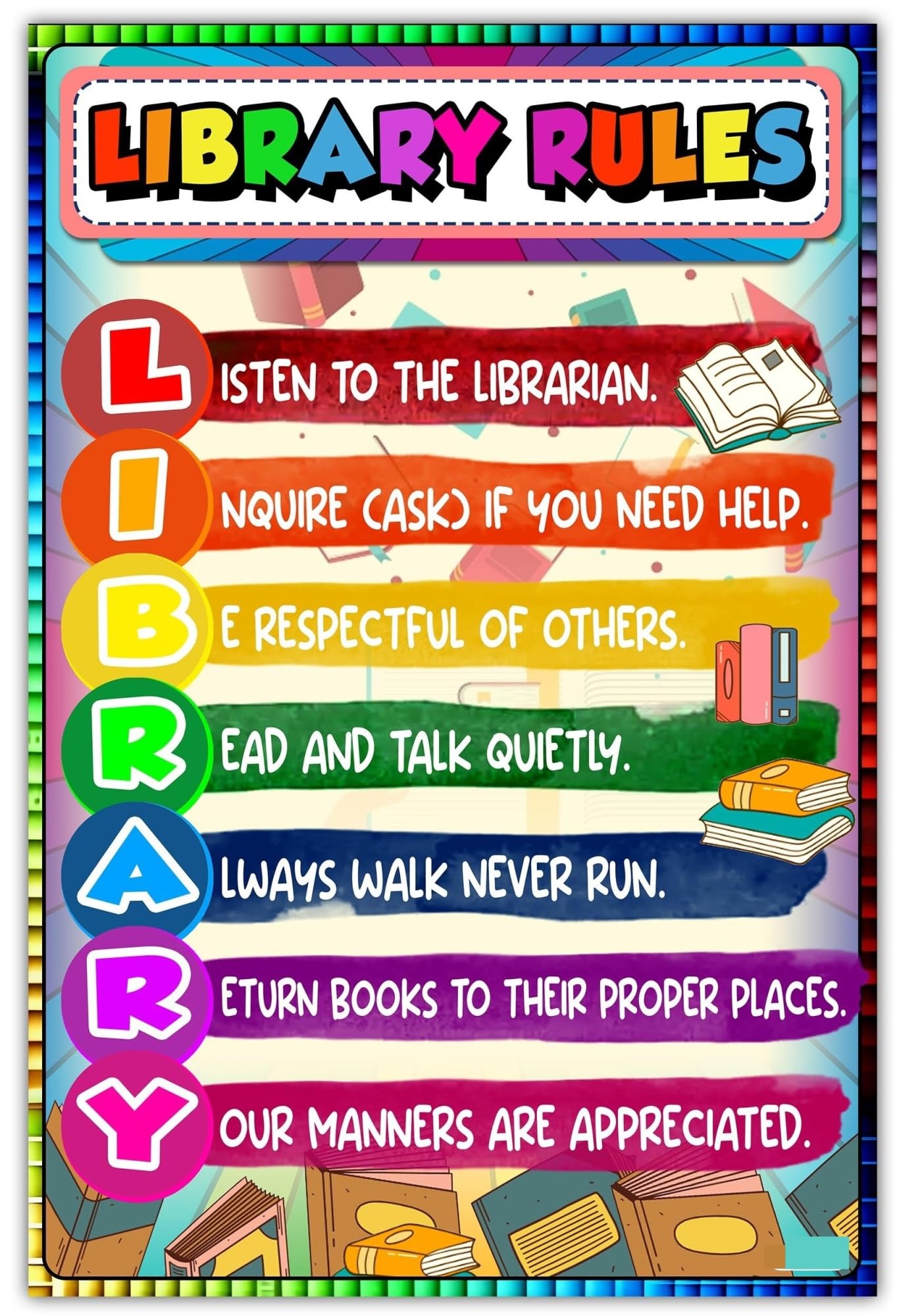 LLBOGRGGN Colorful Motivational Classroom Rules Poster for Elementary Middle and High School Teacher Resources School Wall Decor Expectations​(Unframed,16x24inch(40x60cm))