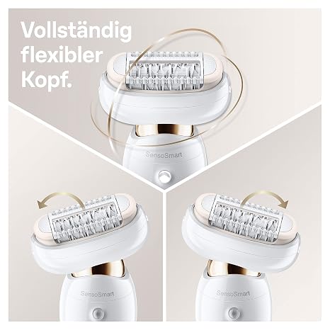 brown silk-épil 9 flex 9100 beauty set - epilator for women with flexible head for easier hair removal white / gold