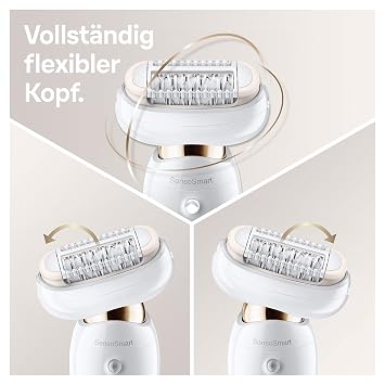 brown silk-épil 9 flex 9100 beauty set - epilator for women with flexible head for easier hair removal white / gold
