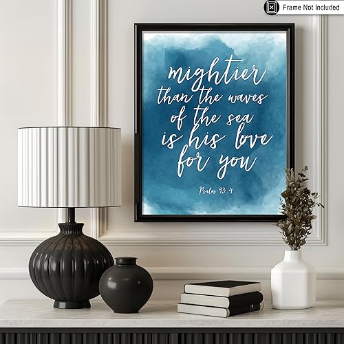 Miniatura 3 de Poster Master Póster de Mightier Than The Waves of The Sea is His Love for You, impresión de versículos bíblicos, arte en acuarela, regalo para