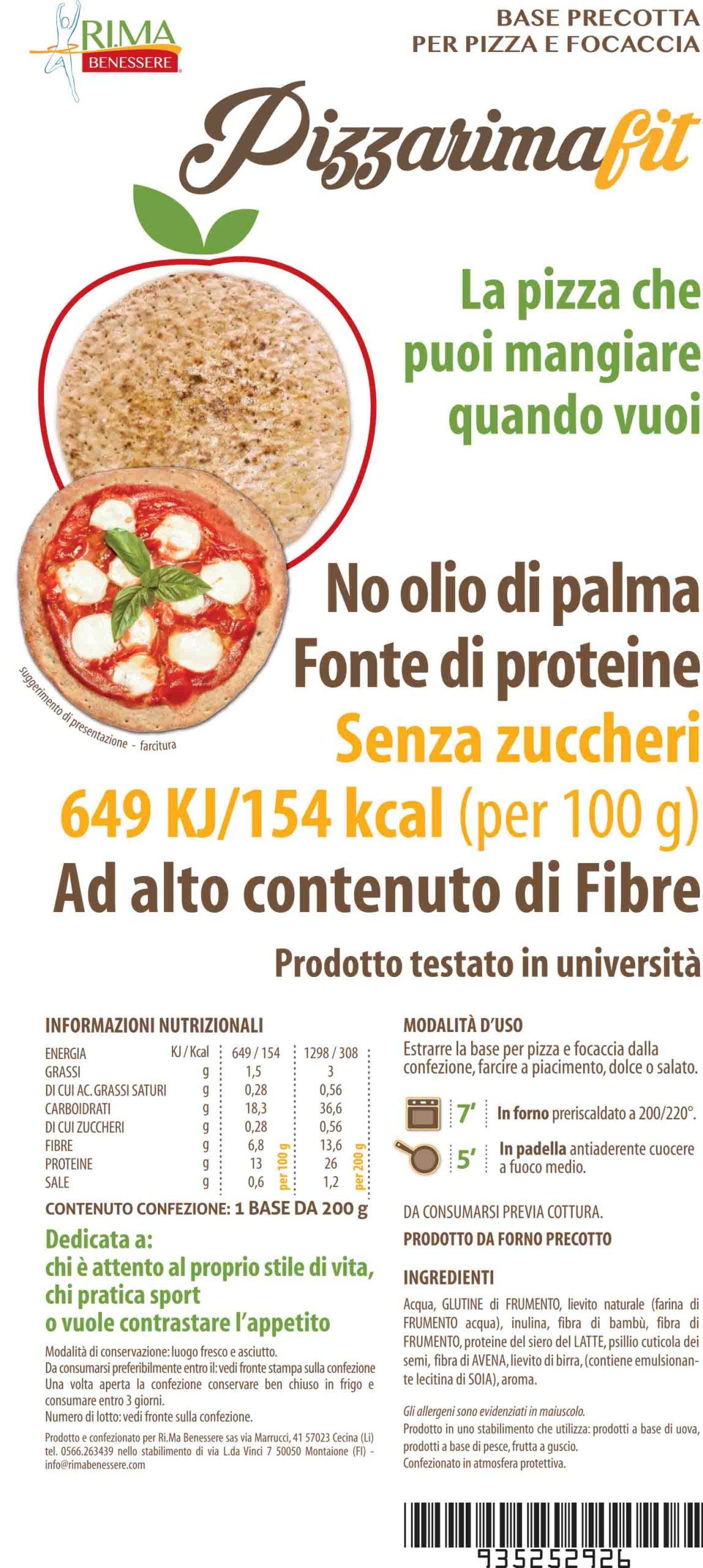 Pizza Dietetica Rima Benessere x3, confezione da 3 pz. base per pizza o focaccia dietetica precotta. - 2