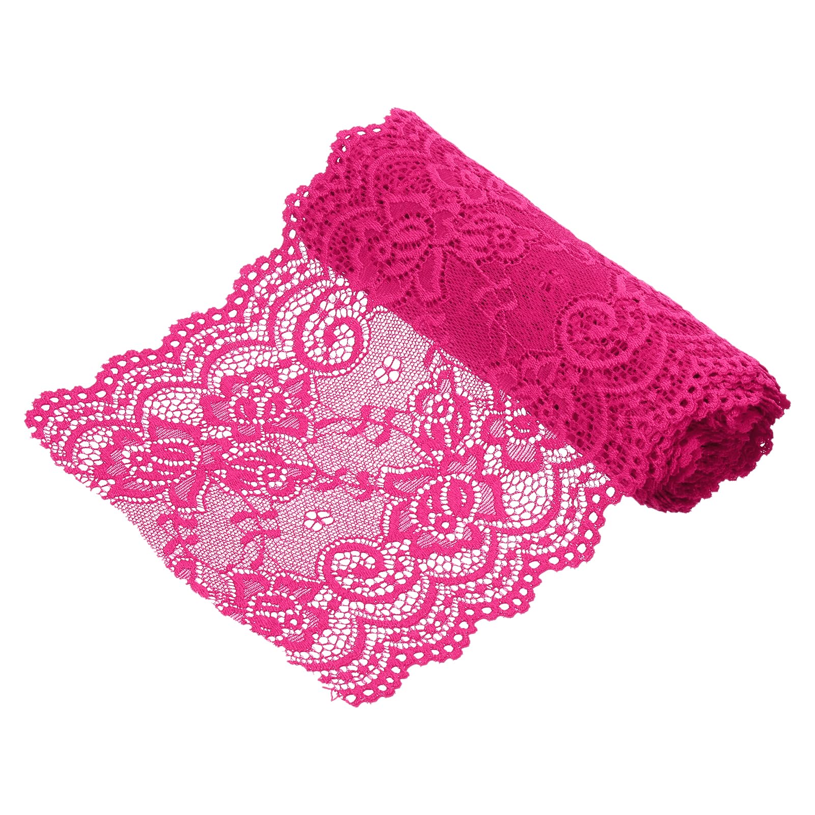 sourcing map 6 Inch Wide 3 Yard Elastic Lace Ribbon, Stretch Floral Pattern Lace Trim Embroidered Fabric for Sewing Making and DIY Crafts Gift Wrapping Bouquets Wedding Decor(Dark Rose Red)