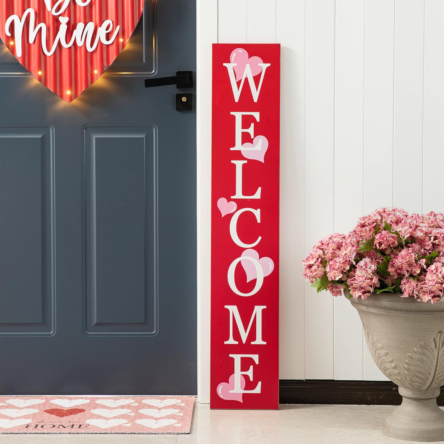 Glitzhome Valentine's Day Welcome Porch Door Sign Wooden Vertical Home Wall Decor