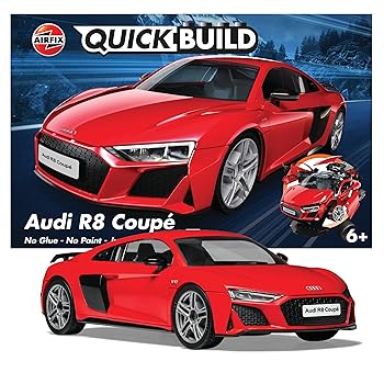 Airfix QUICKBUILD Model Car Kit Audi R8 Coupe Red Building Set