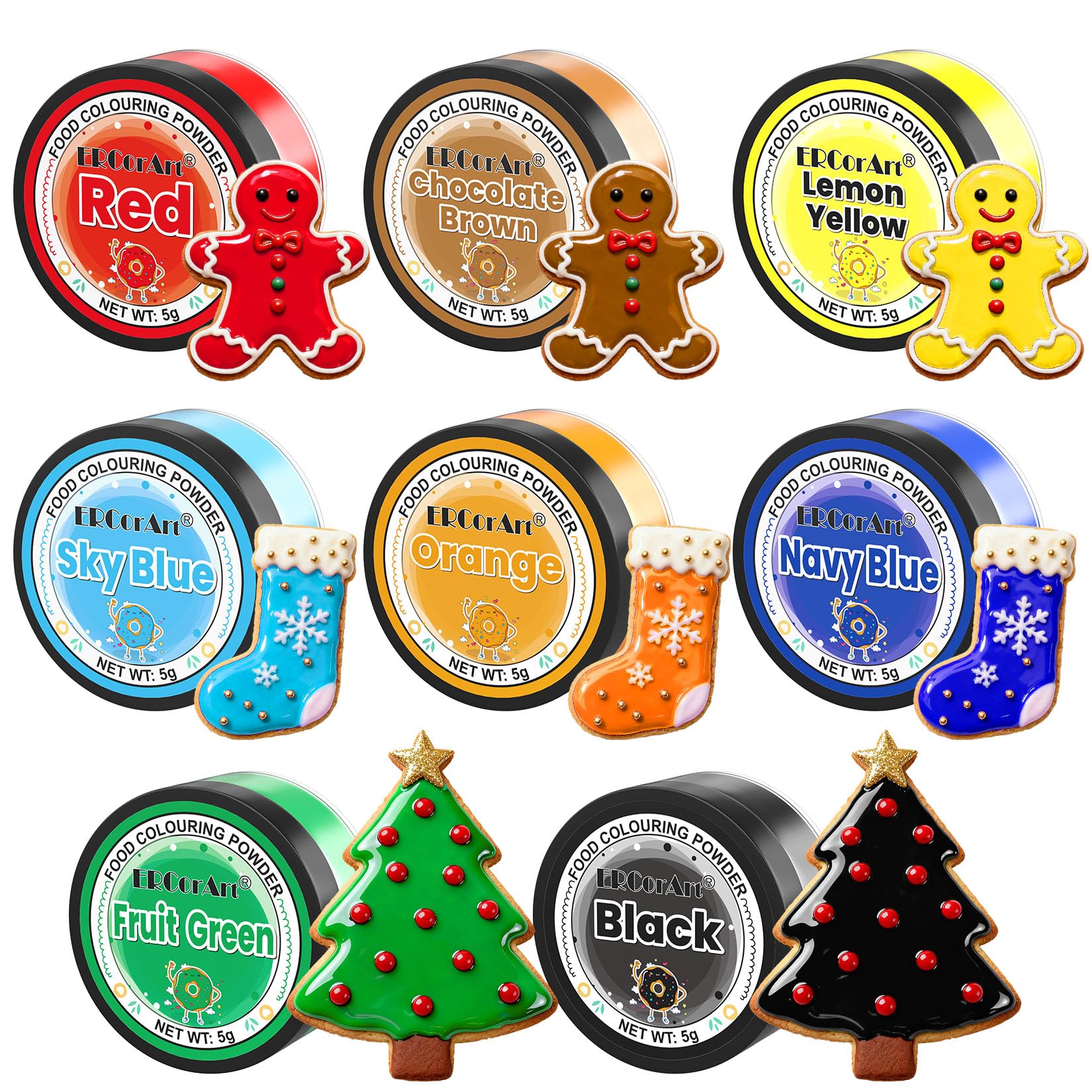 Sponsored Ad – Food Colouring Powder - ERCorArt 8 Colours Upgrade Food Colouring Dust, High Bright Food Dye, Edible Paint for Cake Decorating, Icing, Baking, Desserts - 5 g (Each)