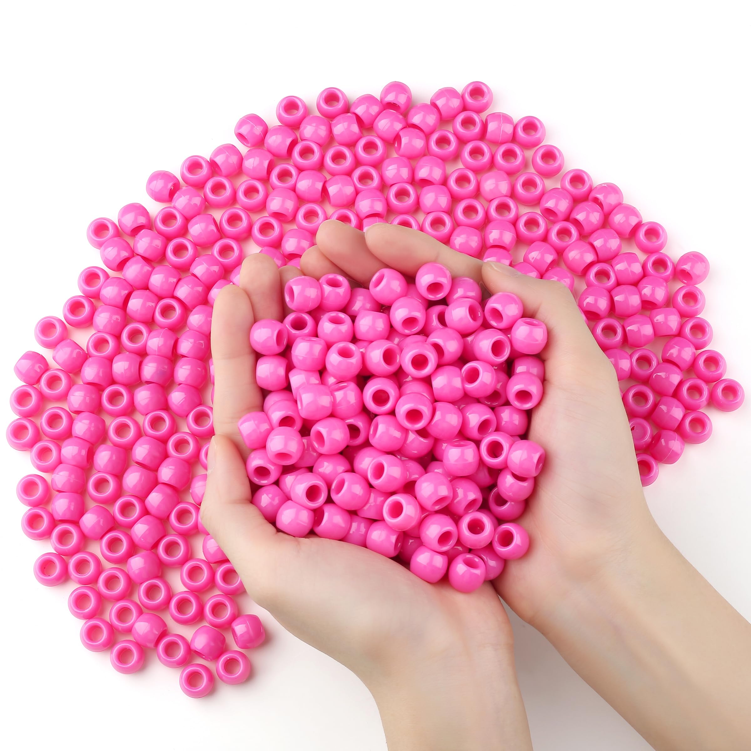 XIANNVXI 12mm Rose Red Pony Beads with 6mm Large Hole,380 Pcs Red Plastic Kandi Hair Beads for Braids Crafting DIY Bracelet Necklace Jewelry Making,Storage Box Included