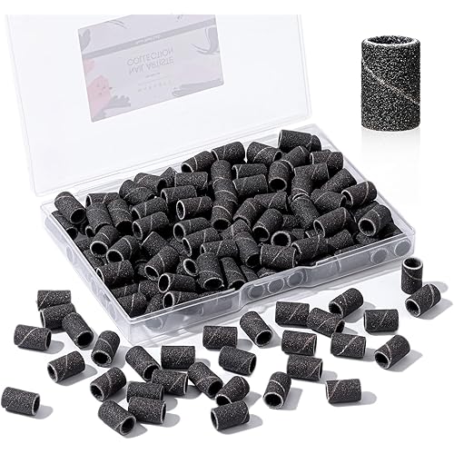 Makartt Sanding Bands for Nail Drill - 100 Pcs #240 Fine Grits Nail File Sanding Bands For Drill Bits, Nail Prep Smooth Polish, Upgrade Thicker Durable Sanding Drill Bit For Acrylic Nails Gel, Black